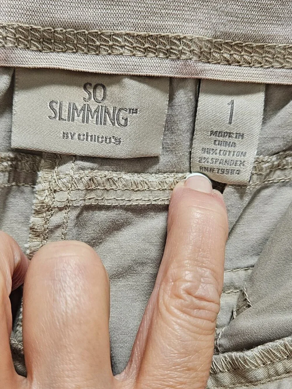 Chico's Beige So Slimming Utility Pants Size 1